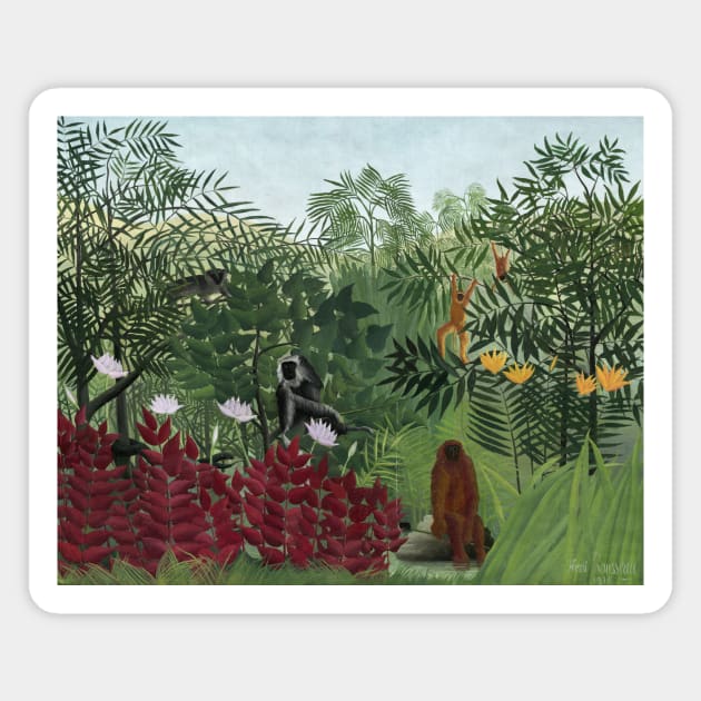 Tropical Forest with Monkeys by Henri Rousseau Magnet by Classic Art Stall